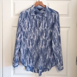 Rock & Republic Womans Top Size XL Blue Long Sleeve Button Up Streetwear Casual